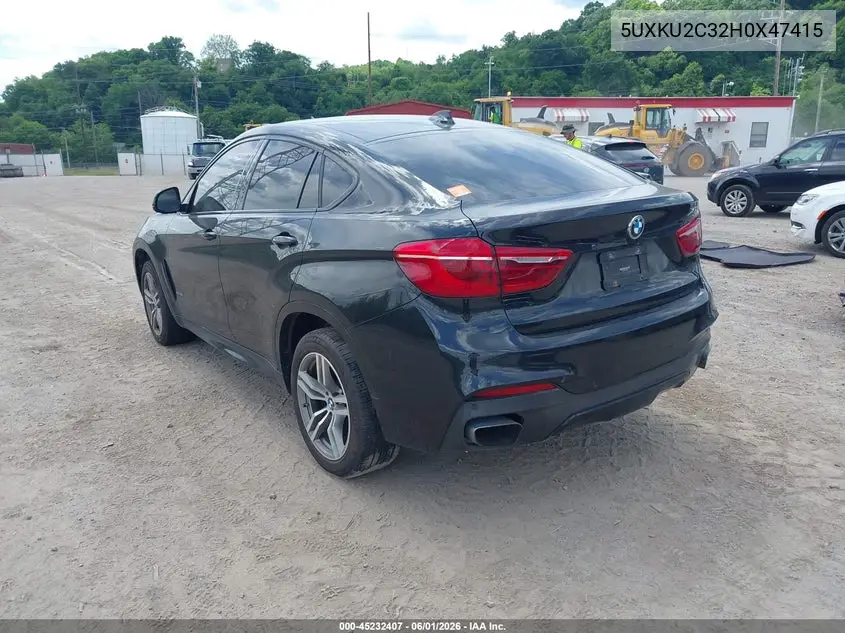 2017 BMW X6 xDrive35I VIN: 5UXKU2C32H0X47415 Lot: 45232407
