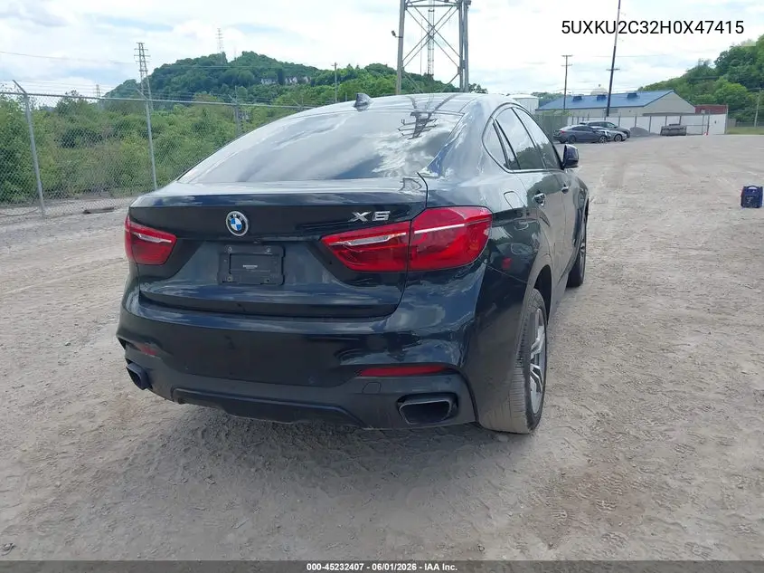 2017 BMW X6 xDrive35I VIN: 5UXKU2C32H0X47415 Lot: 45232407