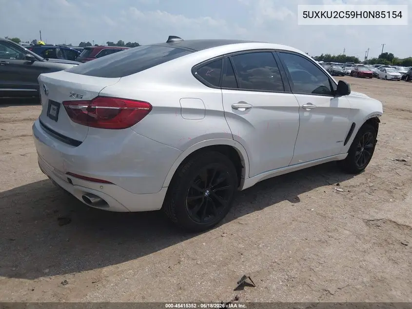 2017 BMW X6 xDrive35I VIN: 5UXKU2C59H0N85154 Lot: 45415352