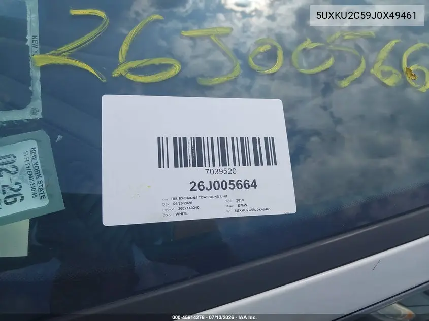 2018 BMW X6 xDrive35I VIN: 5UXKU2C59J0X49461 Lot: 45614276