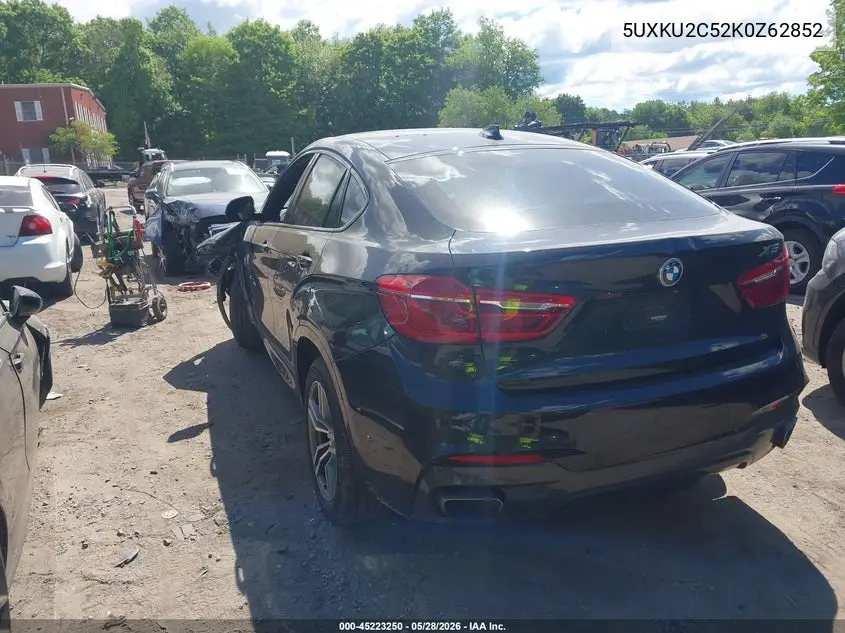 2019 BMW X6 xDrive35I VIN: 5UXKU2C52K0Z62852 Lot: 45223250