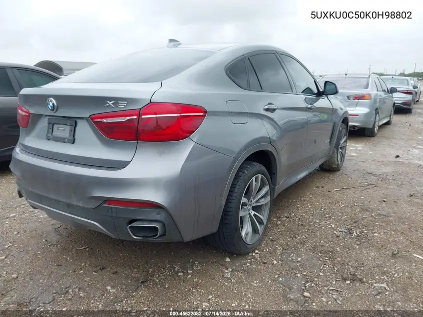 2019 BMW X6 Sdrive35I VIN: 5UXKU0C50K0H98802 Lot: 45622082