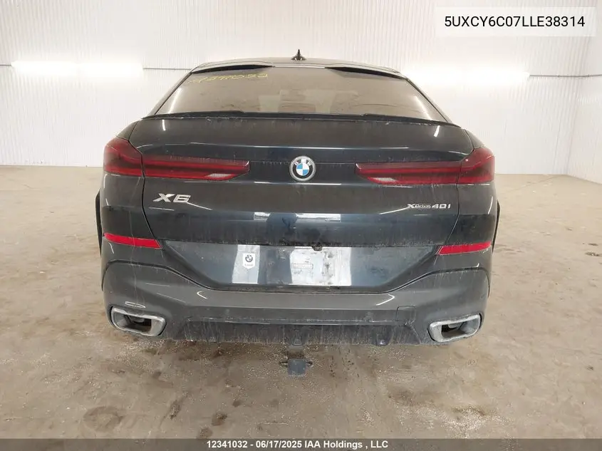 2020 BMW X6 xDrive40I VIN: 5UXCY6C07LLE38314 Lot: 12341032
