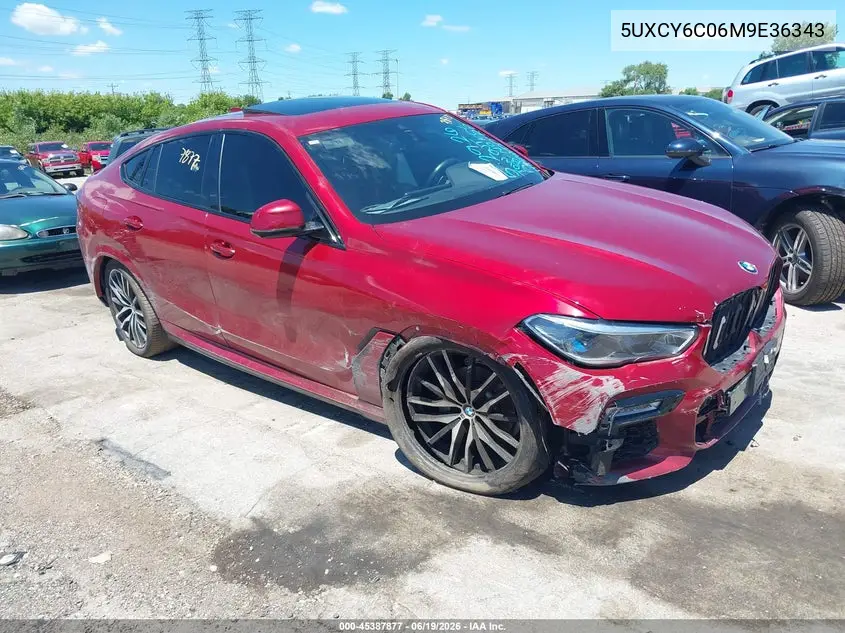 2021 BMW X6 xDrive40I VIN: 5UXCY6C06M9E36343 Lot: 45387877
