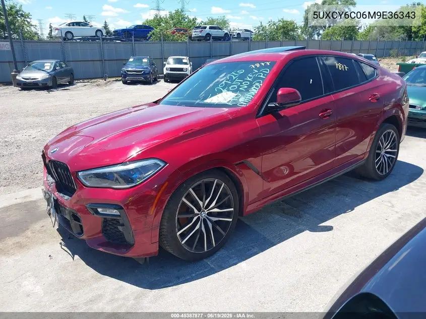 2021 BMW X6 xDrive40I VIN: 5UXCY6C06M9E36343 Lot: 45387877