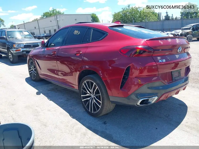2021 BMW X6 xDrive40I VIN: 5UXCY6C06M9E36343 Lot: 45387877