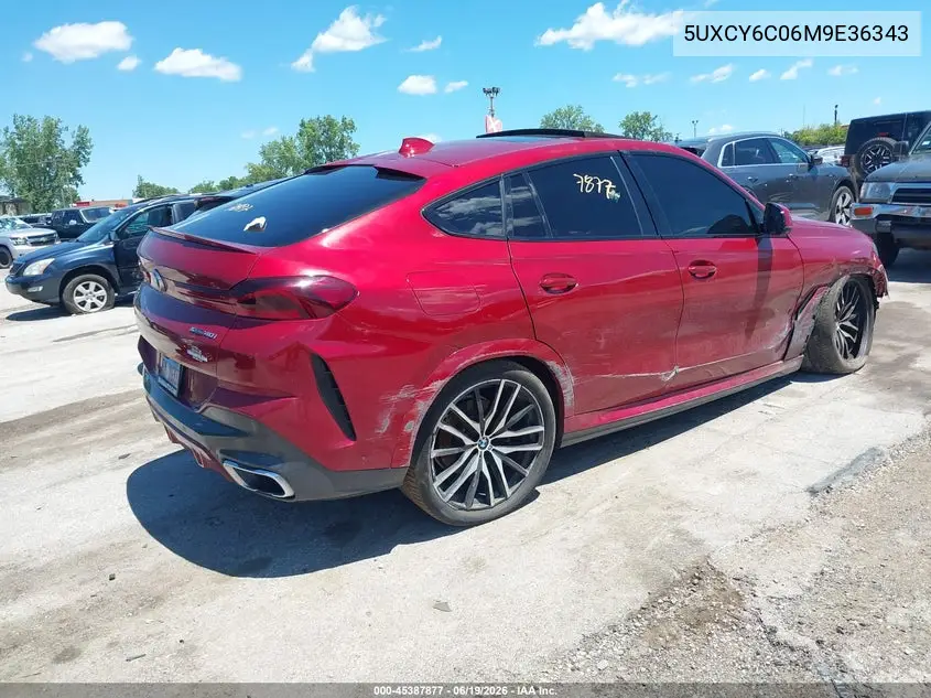 2021 BMW X6 xDrive40I VIN: 5UXCY6C06M9E36343 Lot: 45387877
