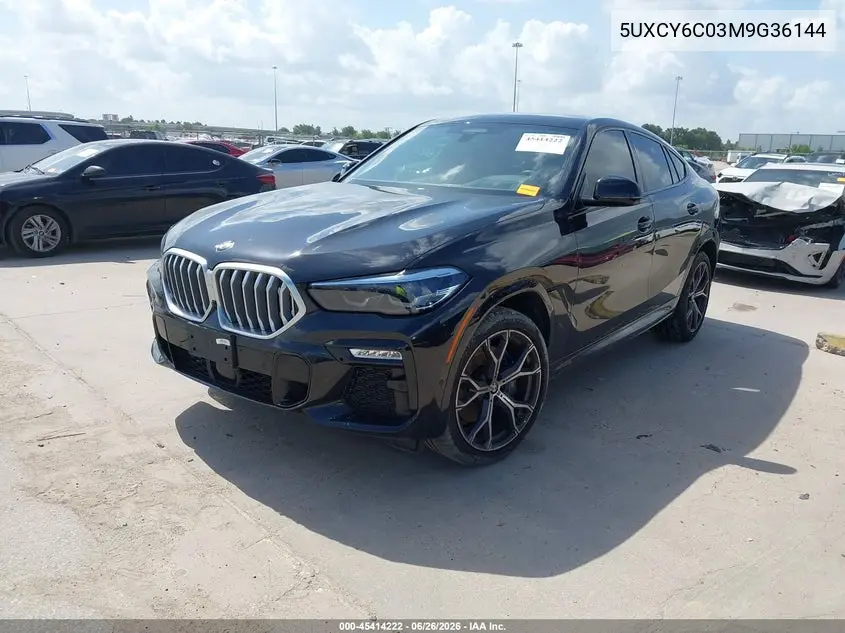2021 BMW X6 xDrive40I VIN: 5UXCY6C03M9G36144 Lot: 45414222