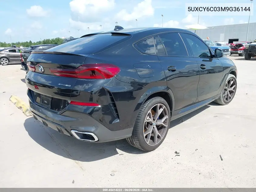 2021 BMW X6 xDrive40I VIN: 5UXCY6C03M9G36144 Lot: 45414222