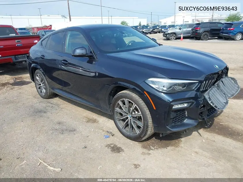 2021 BMW X6 xDrive40I VIN: 5UXCY6C06M9E93643 Lot: 45475784