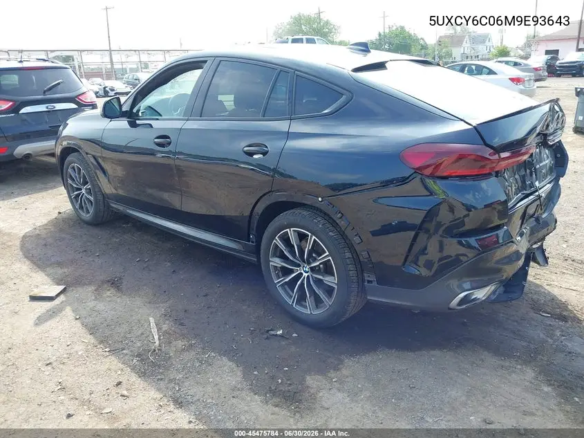 2021 BMW X6 xDrive40I VIN: 5UXCY6C06M9E93643 Lot: 45475784