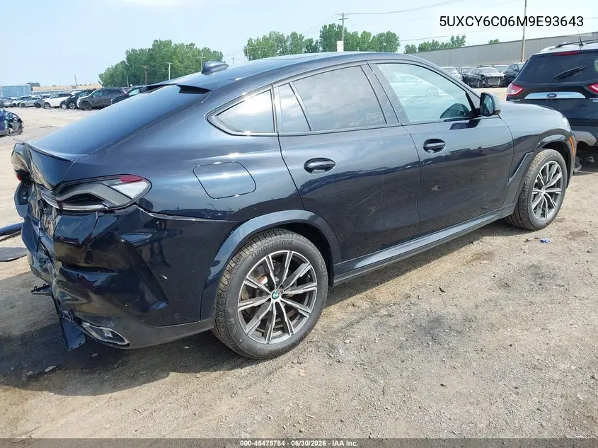 2021 BMW X6 xDrive40I VIN: 5UXCY6C06M9E93643 Lot: 45475784