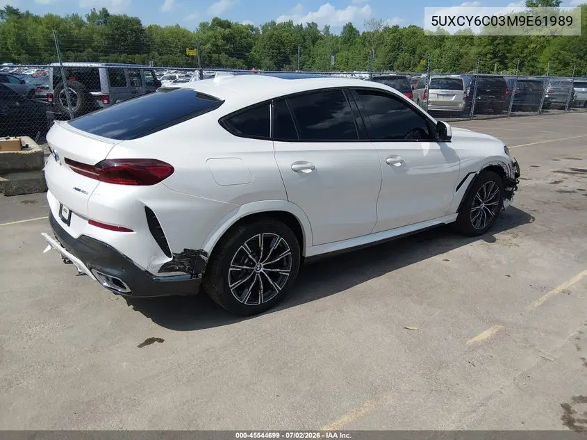 2021 BMW X6 xDrive40I VIN: 5UXCY6C03M9E61989 Lot: 45544699