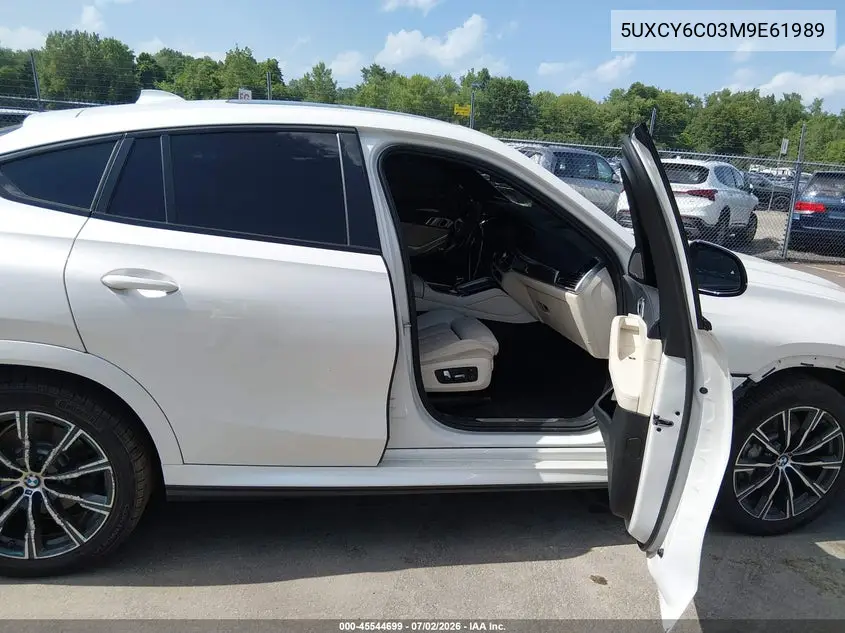 2021 BMW X6 xDrive40I VIN: 5UXCY6C03M9E61989 Lot: 45544699