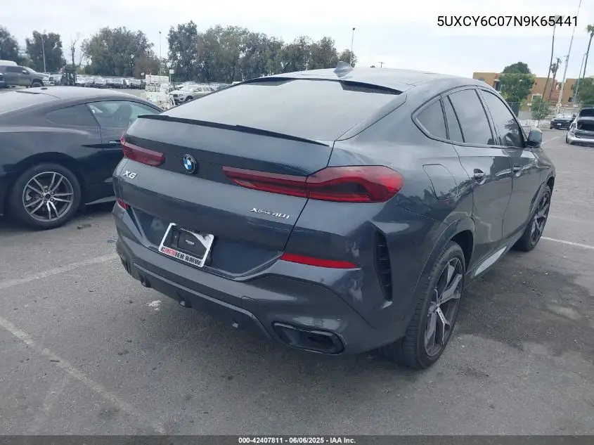 2022 BMW X6 xDrive40I VIN: 5UXCY6C07N9K65441 Lot: 42407811