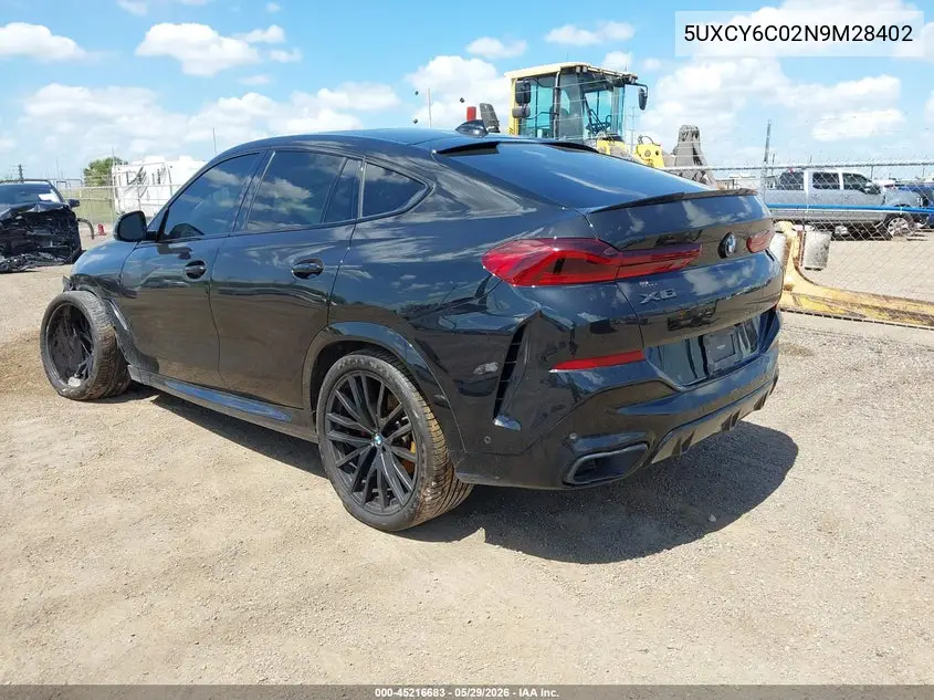 2022 BMW X6 xDrive40I VIN: 5UXCY6C02N9M28402 Lot: 45216683