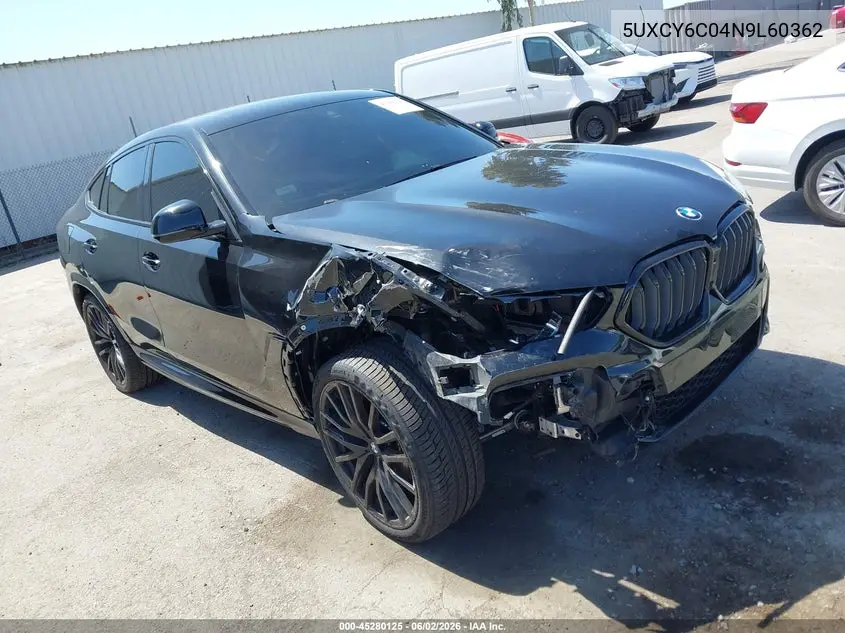 2022 BMW X6 xDrive40I VIN: 5UXCY6C04N9L60362 Lot: 45280125