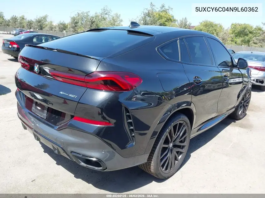 2022 BMW X6 xDrive40I VIN: 5UXCY6C04N9L60362 Lot: 45280125
