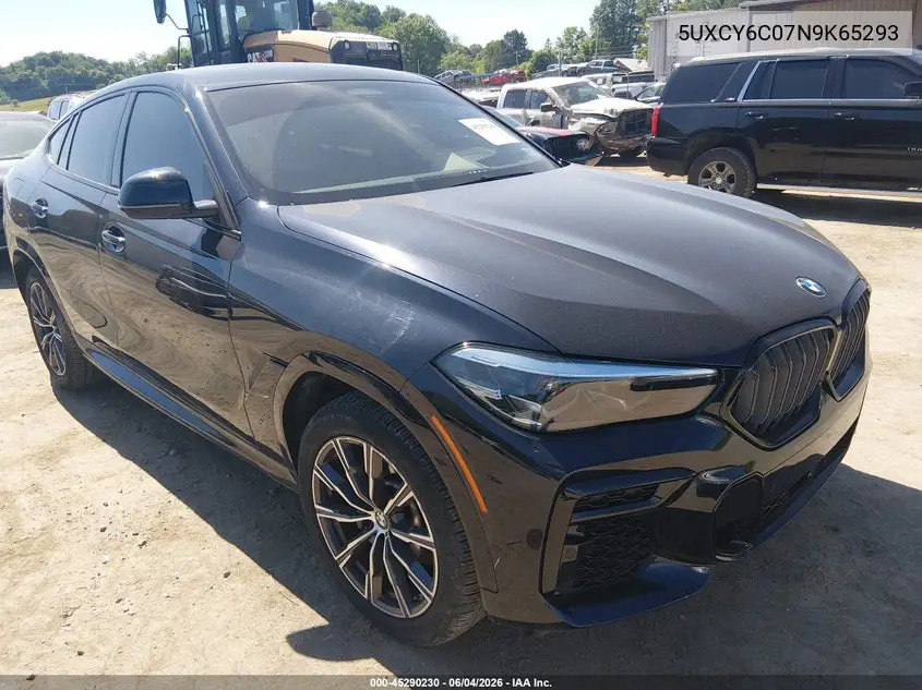 2022 BMW X6 xDrive40I VIN: 5UXCY6C07N9K65293 Lot: 45290230