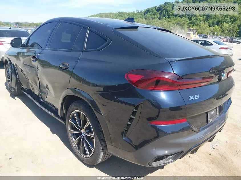 2022 BMW X6 xDrive40I VIN: 5UXCY6C07N9K65293 Lot: 45290230