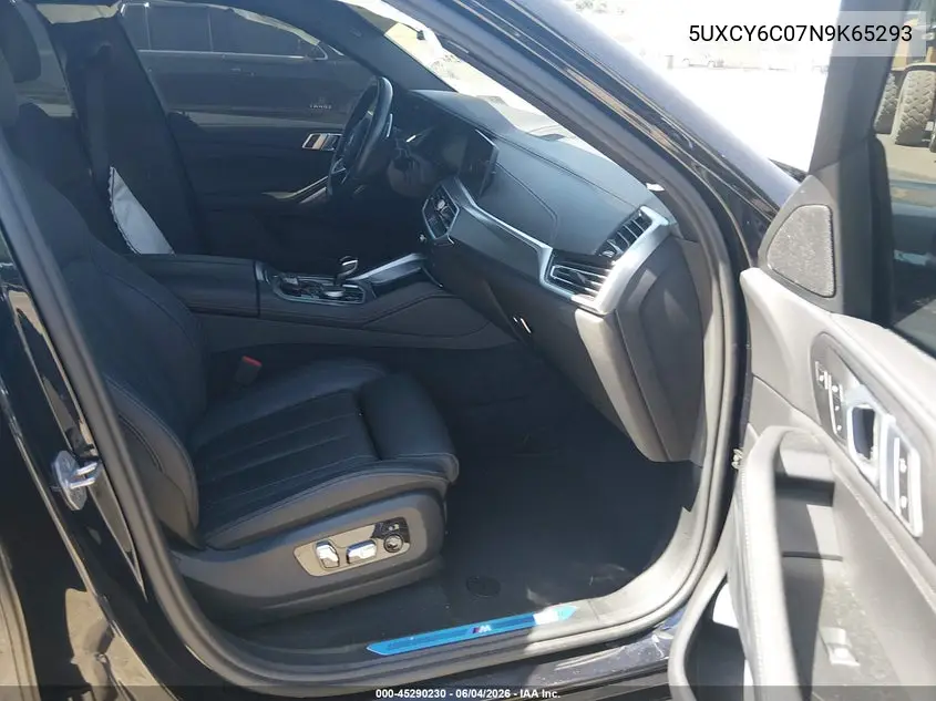2022 BMW X6 xDrive40I VIN: 5UXCY6C07N9K65293 Lot: 45290230