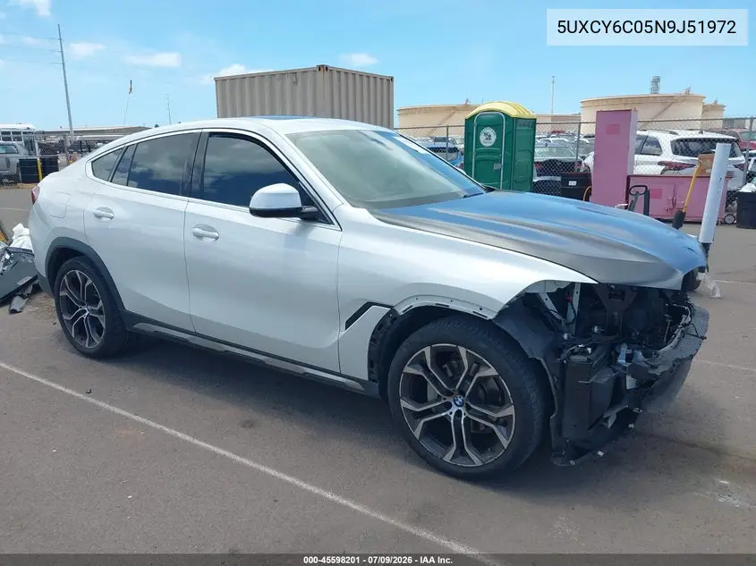 2022 BMW X6 xDrive40I VIN: 5UXCY6C05N9J51972 Lot: 45598201
