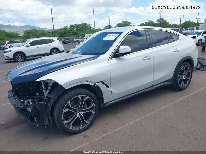 2022 BMW X6 xDrive40I VIN: 5UXCY6C05N9J51972 Lot: 45598201