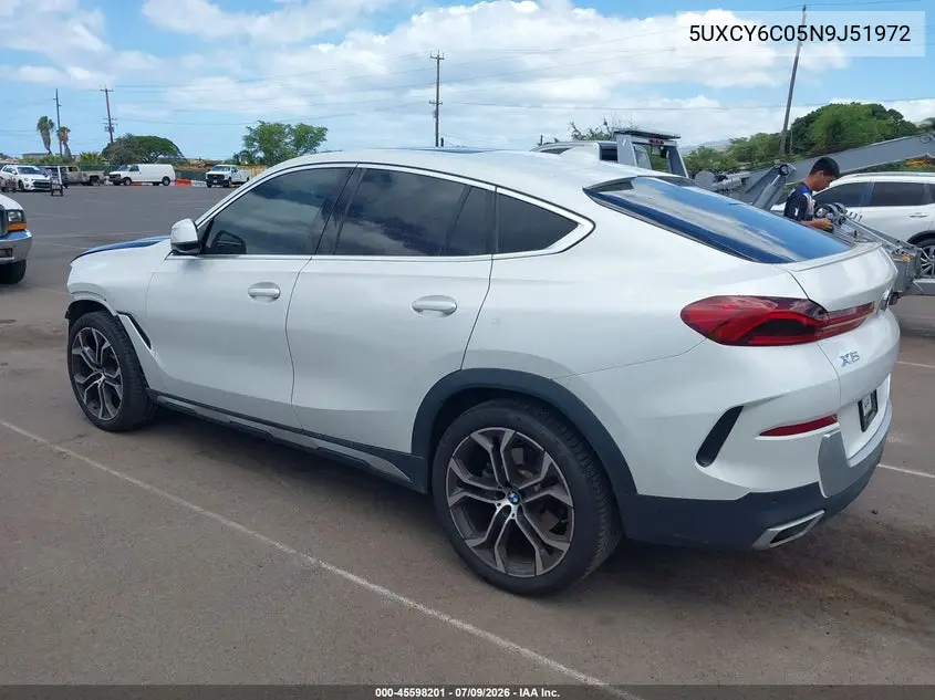 2022 BMW X6 xDrive40I VIN: 5UXCY6C05N9J51972 Lot: 45598201