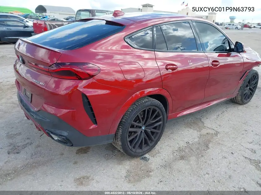 2023 BMW X6 xDrive40I VIN: 5UXCY6C01P9N63793 Lot: 45323813