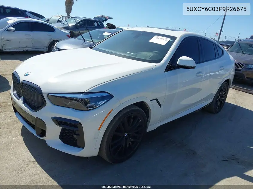 2023 BMW X6 xDrive40I VIN: 5UXCY6C03P9R26675 Lot: 45350326