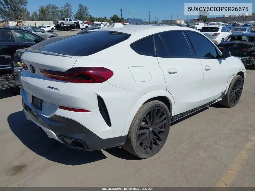 2023 BMW X6 xDrive40I VIN: 5UXCY6C03P9R26675 Lot: 45350326