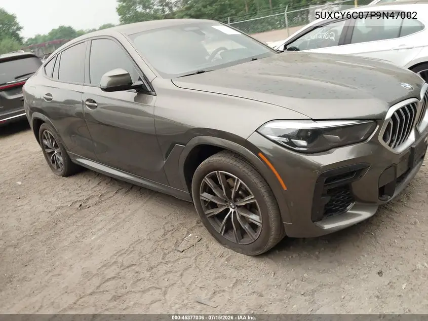 2023 BMW X6 xDrive40I VIN: 5UXCY6C07P9N47002 Lot: 45377036