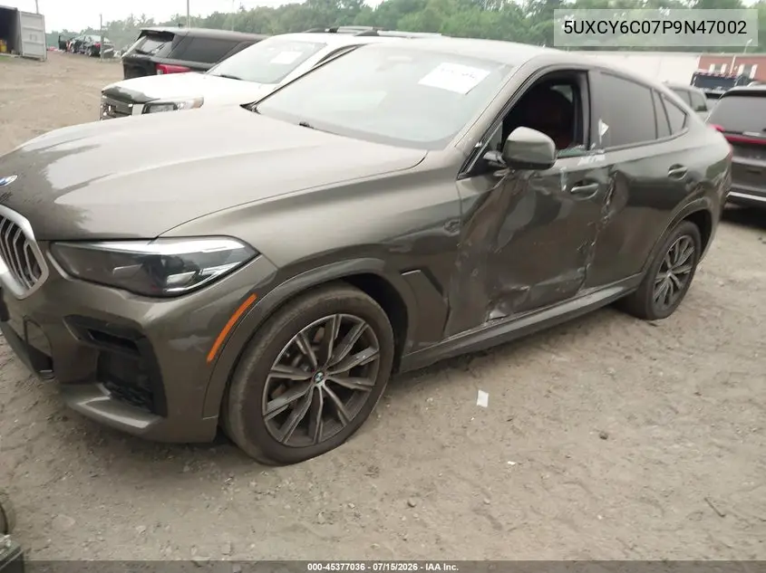 2023 BMW X6 xDrive40I VIN: 5UXCY6C07P9N47002 Lot: 45377036