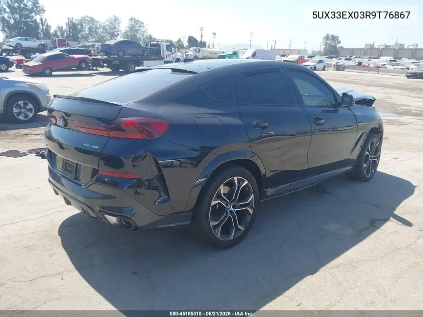2024 BMW X6 xDrive40I VIN: 5UX33EX03R9T76867 Lot: 45185318