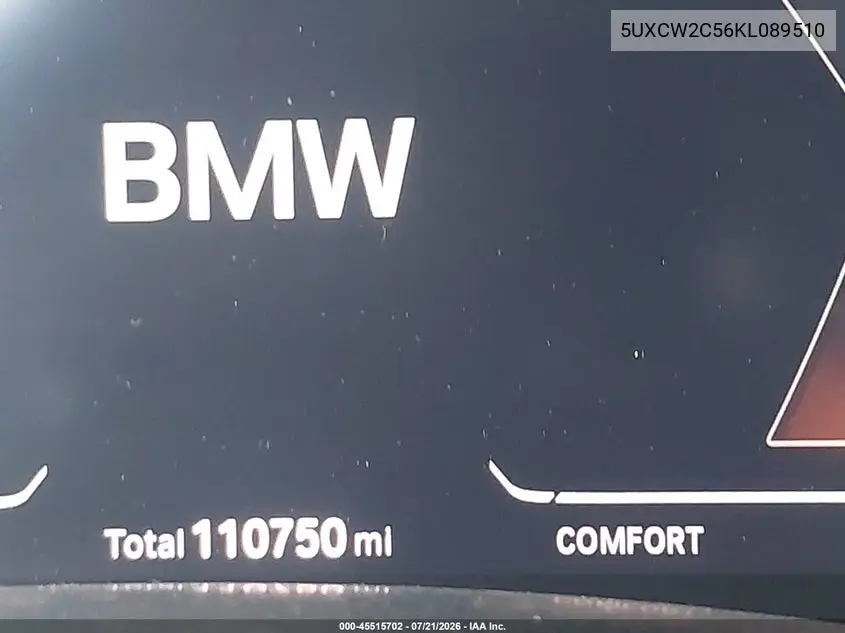 2019 BMW X7 xDrive40I VIN: 5UXCW2C56KL089510 Lot: 45515702