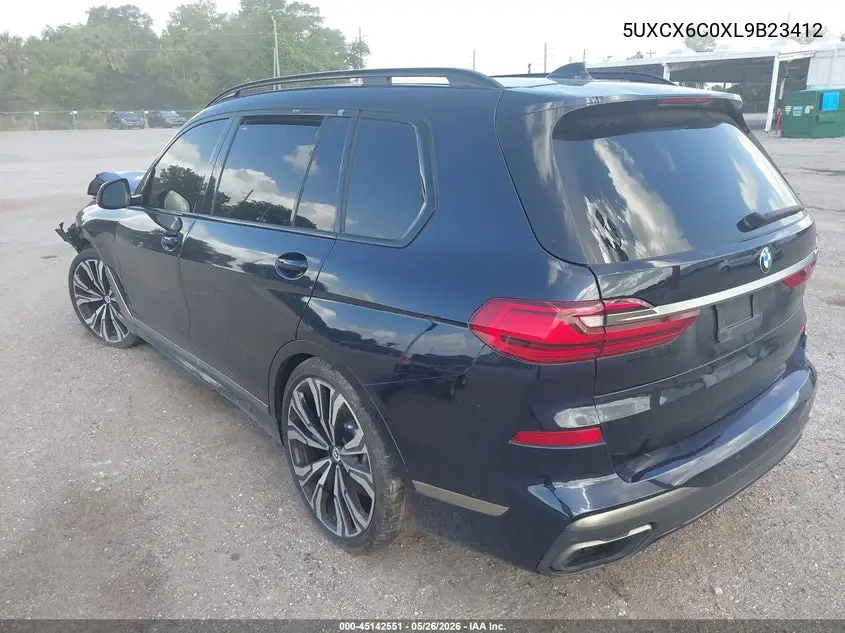 2020 BMW X7 M50I VIN: 5UXCX6C0XL9B23412 Lot: 45142551