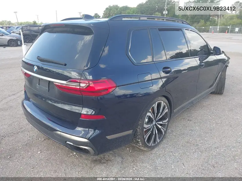 2020 BMW X7 M50I VIN: 5UXCX6C0XL9B23412 Lot: 45142551