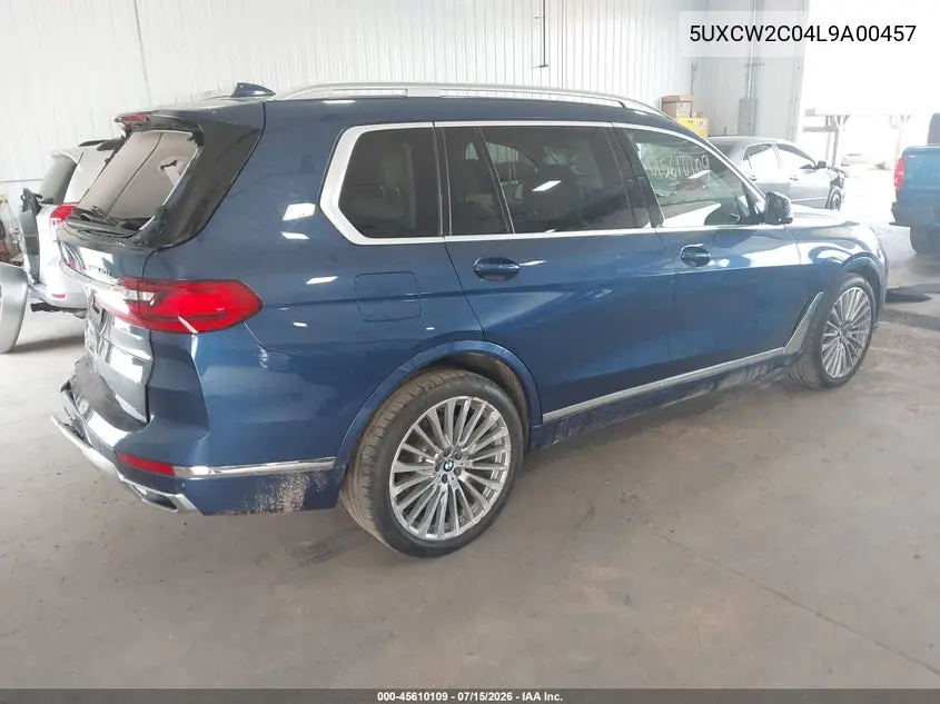 2020 BMW X7 xDrive40I VIN: 5UXCW2C04L9A00457 Lot: 45610109