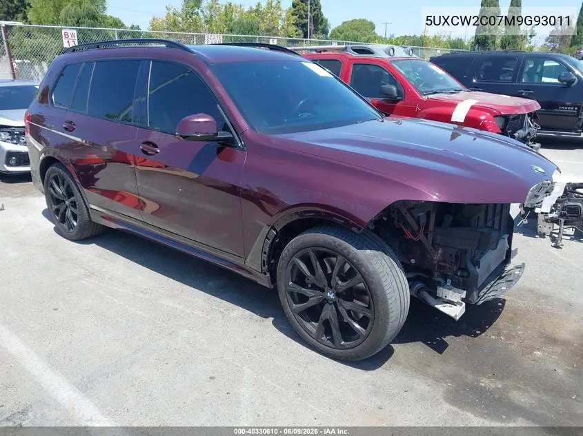 2021 BMW X7 xDrive40I VIN: 5UXCW2C07M9G93011 Lot: 45330610