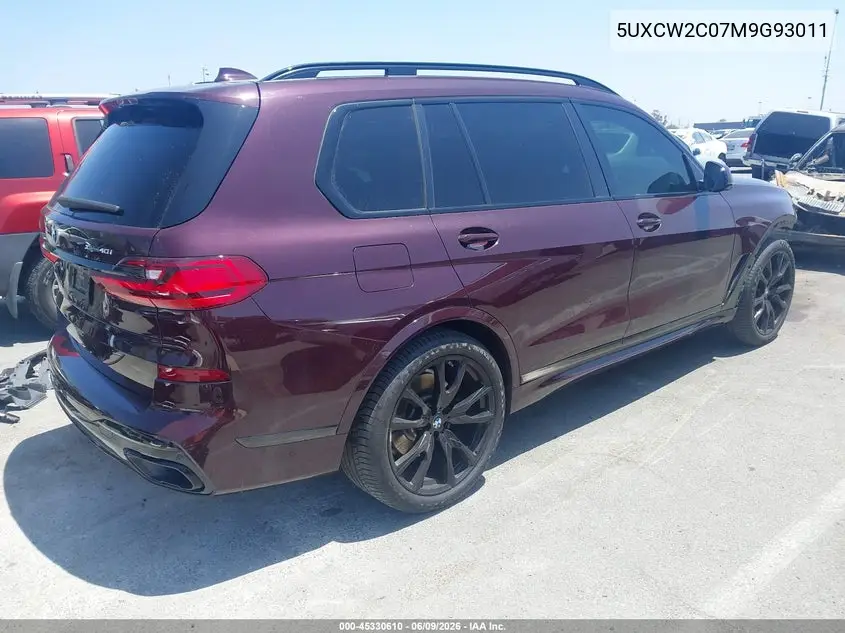 2021 BMW X7 xDrive40I VIN: 5UXCW2C07M9G93011 Lot: 45330610