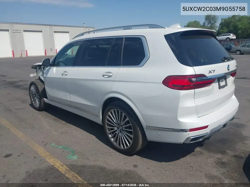2021 BMW X7 xDrive40I VIN: 5UXCW2C03M9G55758 Lot: 45512699