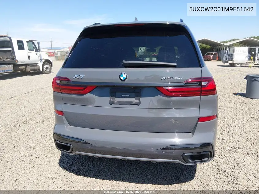 2021 BMW X7 xDrive40I VIN: 5UXCW2C01M9F51642 Lot: 45517437