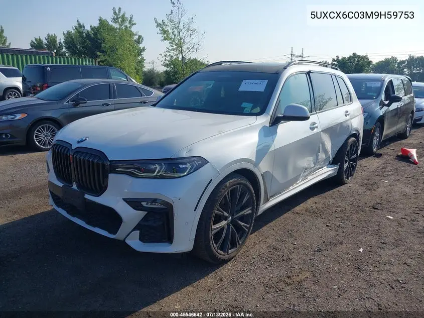 2021 BMW X7 M50I VIN: 5UXCX6C03M9H59753 Lot: 45546642
