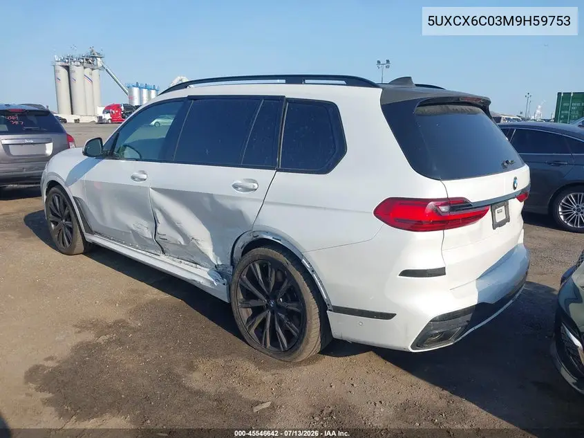 2021 BMW X7 M50I VIN: 5UXCX6C03M9H59753 Lot: 45546642