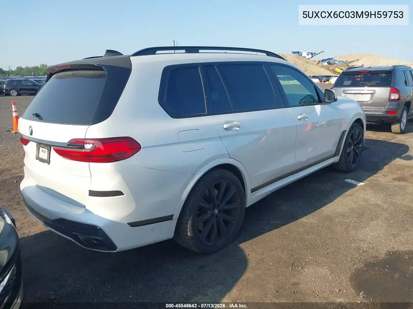 2021 BMW X7 M50I VIN: 5UXCX6C03M9H59753 Lot: 45546642