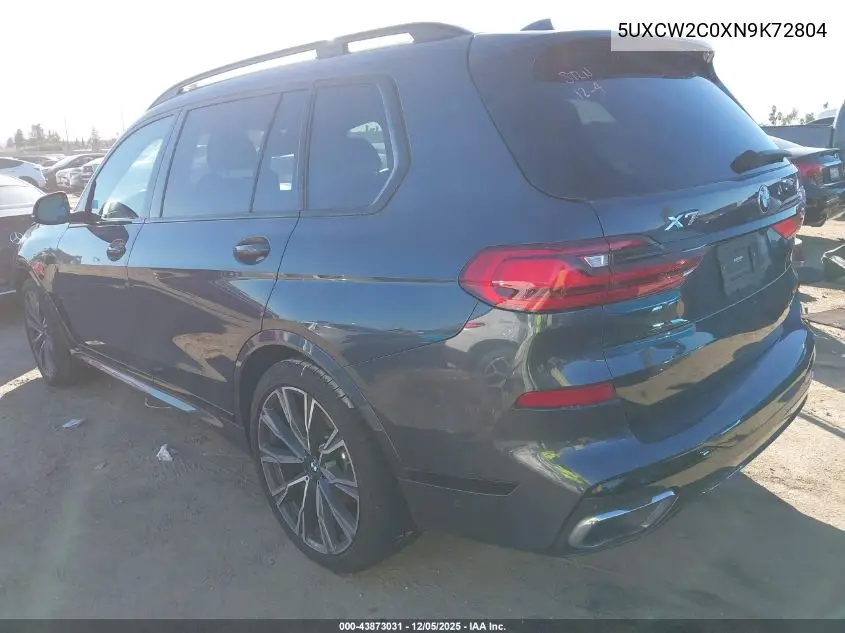 5UXCW2C0XN9K72804 2022 BMW X7 xDrive40I