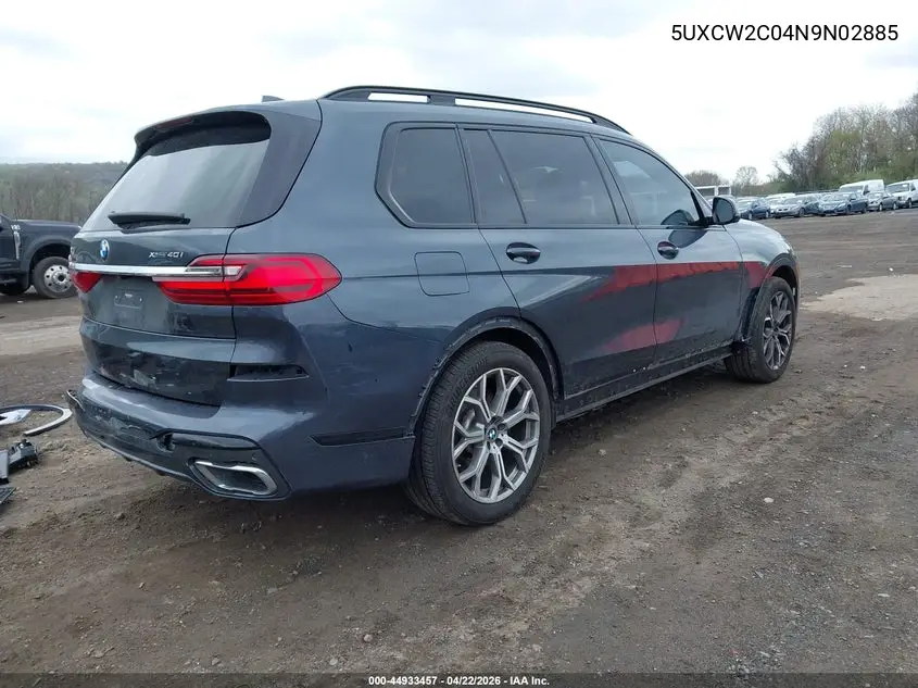2022 BMW X7 xDrive40I VIN: 5UXCW2C04N9N02885 Lot: 44933457