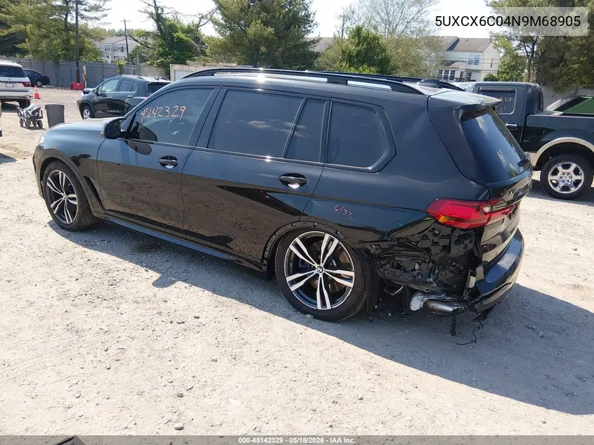 2022 BMW X7 M50I VIN: 5UXCX6C04N9M68905 Lot: 45142329