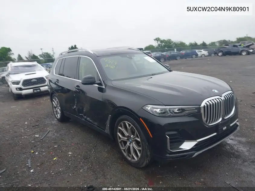 2022 BMW X7 xDrive40I VIN: 5UXCW2C04N9K80901 Lot: 45142501