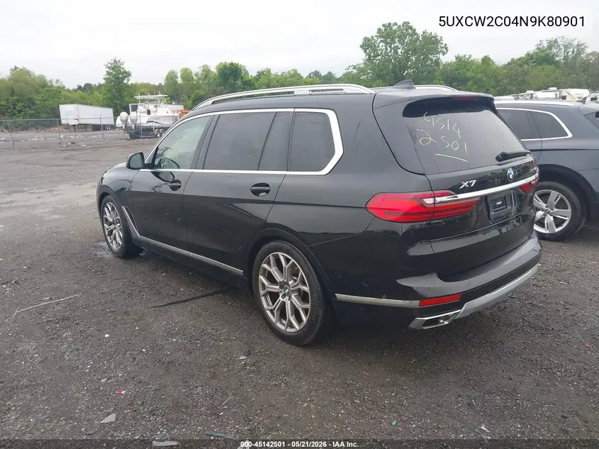 2022 BMW X7 xDrive40I VIN: 5UXCW2C04N9K80901 Lot: 45142501